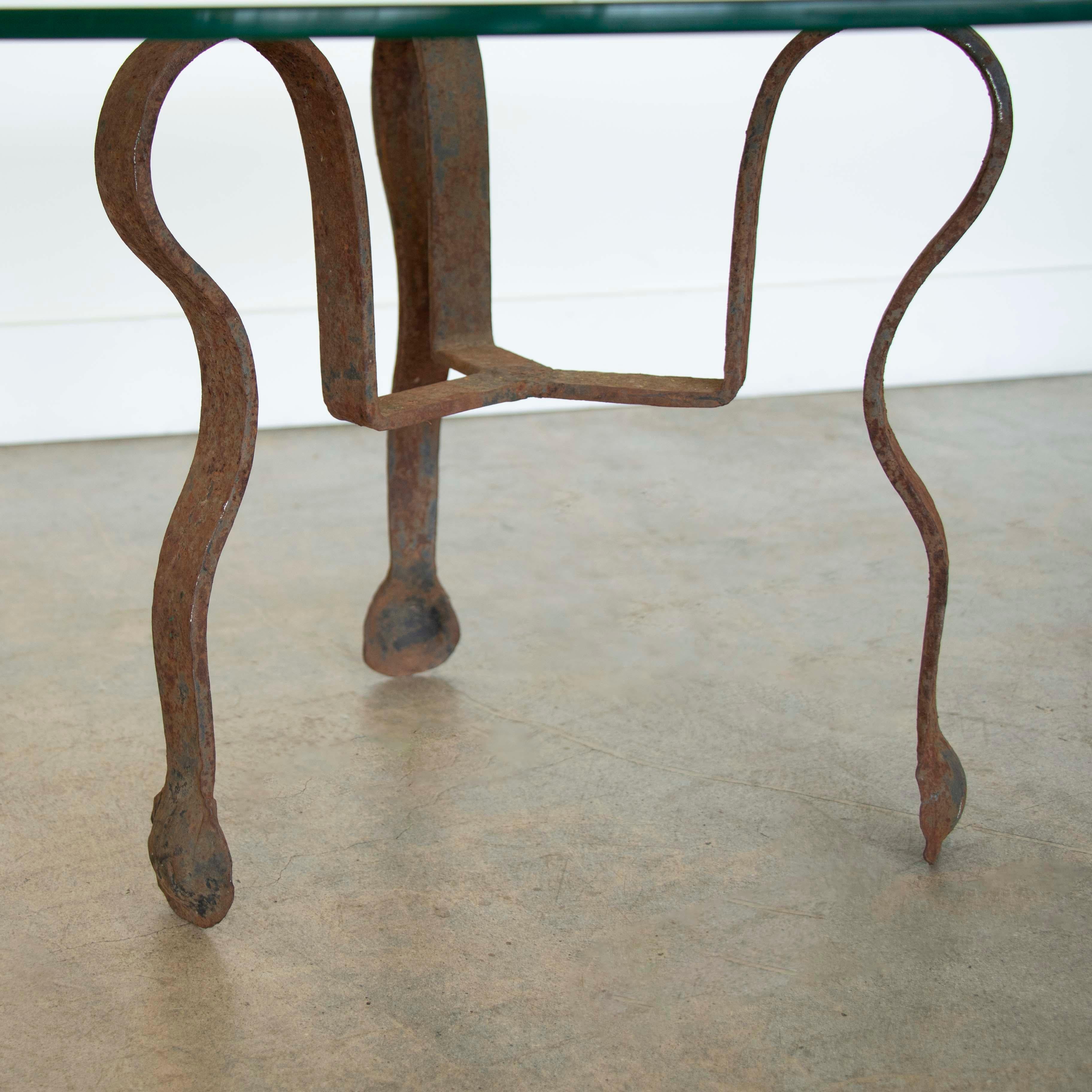 Sculptural Spanish Iron and Glass Coffee Table 5