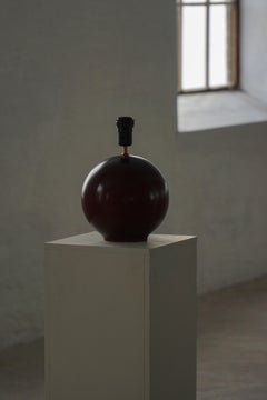 Sculptural Sphere-Shaped Table Lamp in Dark Wood, Danish Modern, 1980s