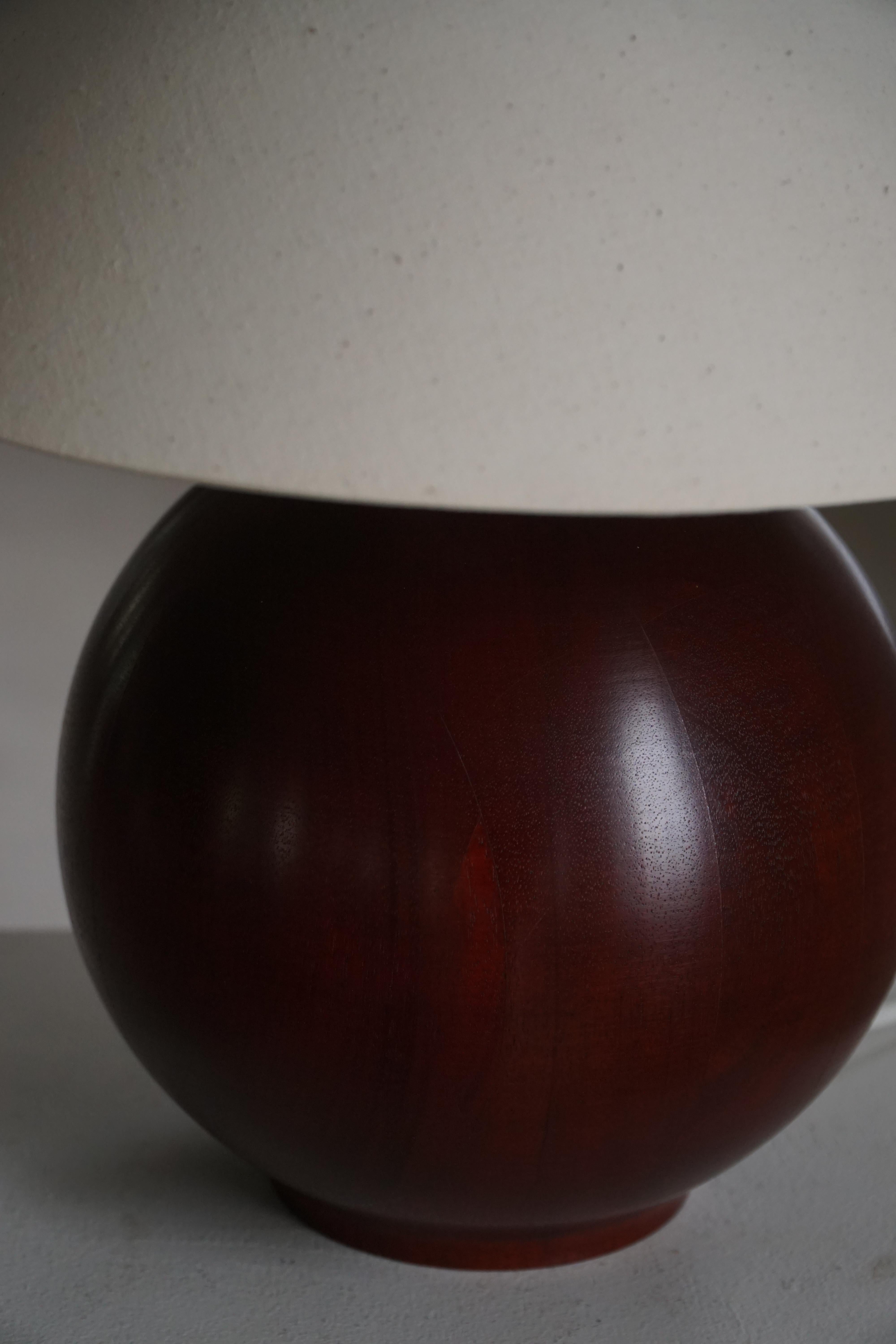20th Century Sculptural Sphere-Shaped Table Lamp in Dark Wood, Danish Modern, 1980s For Sale