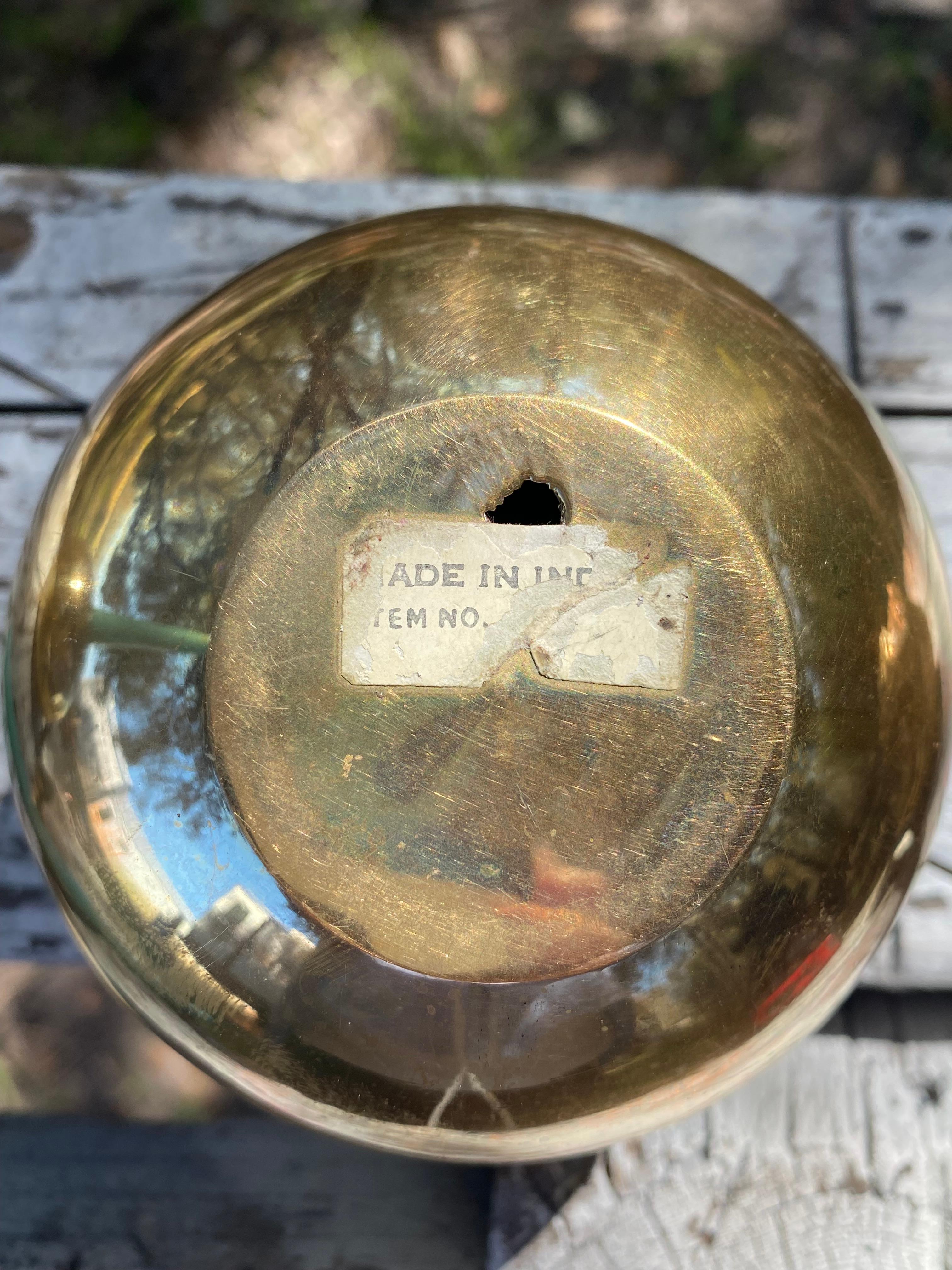 20th Century Sculptural Spherical Geometric Brass Candle Holders, a Pair For Sale