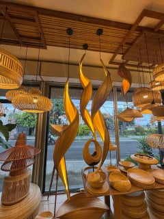 Sculptural Spiral Bamboo Pendant Lamp. Curated Selection