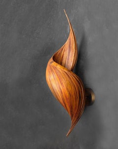 Sculptural Spiral Coconut Wood Wall Lamp. Curated Selection