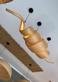 Lampe sculpturale en bois en forme de spirale "Croissant". Une sélection soignée