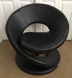 Sculptural Spiral Leather Lounge Chair