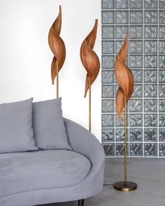 Sculptural Spiral Wood Coconut Floor Lamp. Curated Selection