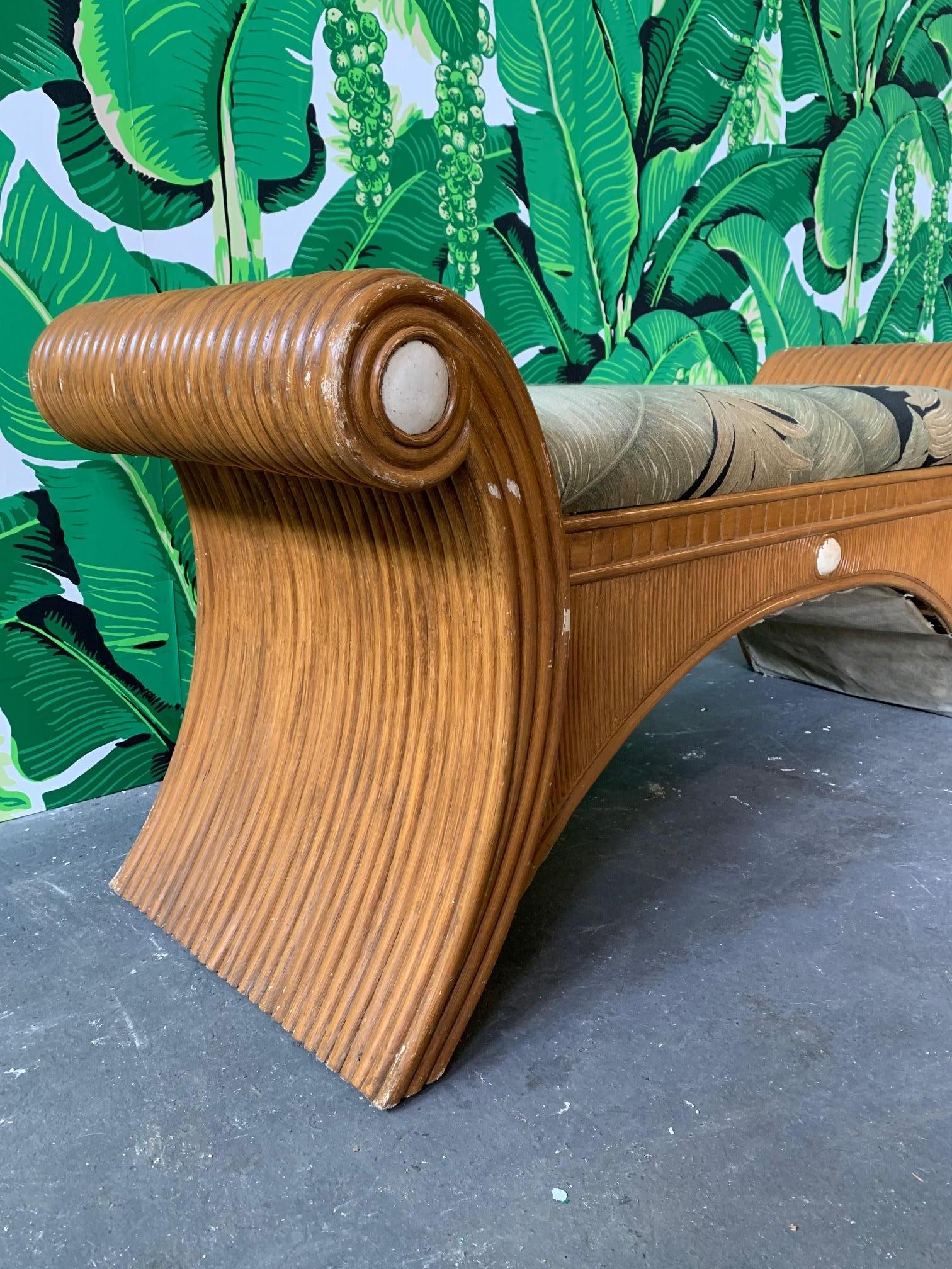 Sculptural Split Reed Bamboo Bench Seat In Good Condition In Jacksonville, FL
