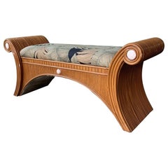 Sculptural Split Reed Bamboo Bench Seat