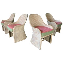 Sculptural Split Reed Rattan Dining Chairs by Henry Link - Set of 4