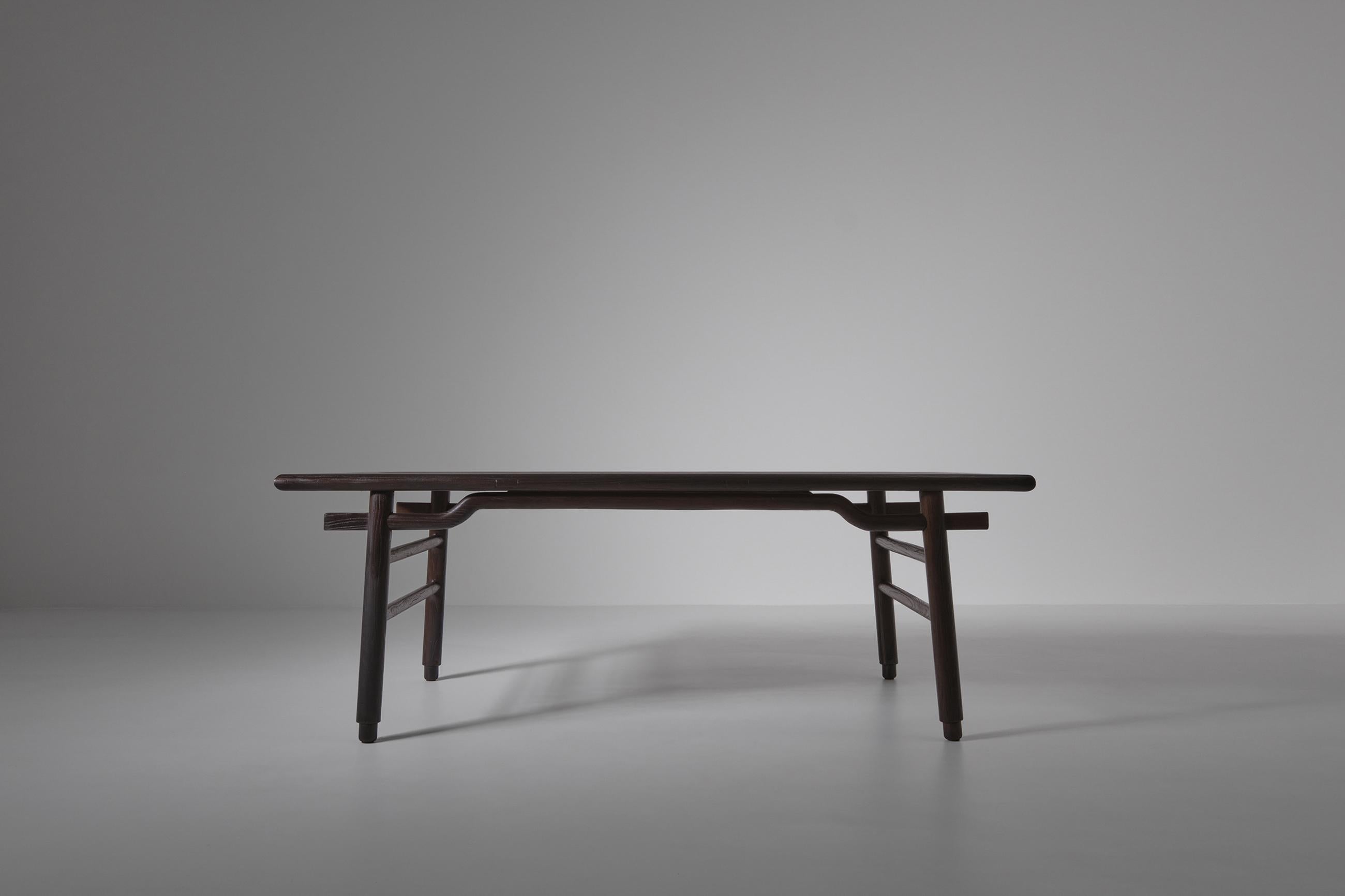 Sculptural Stained Ash Wooden Dining Table 6