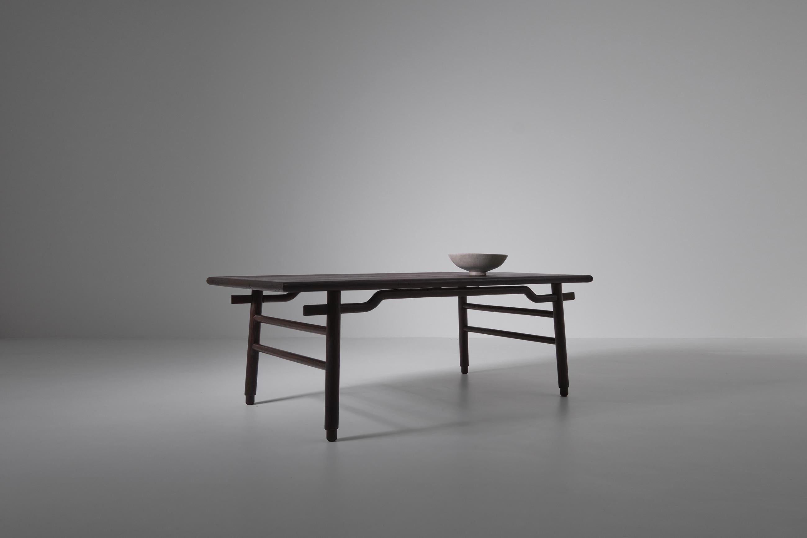 Sculptural Stained Ash Wooden Dining Table 8