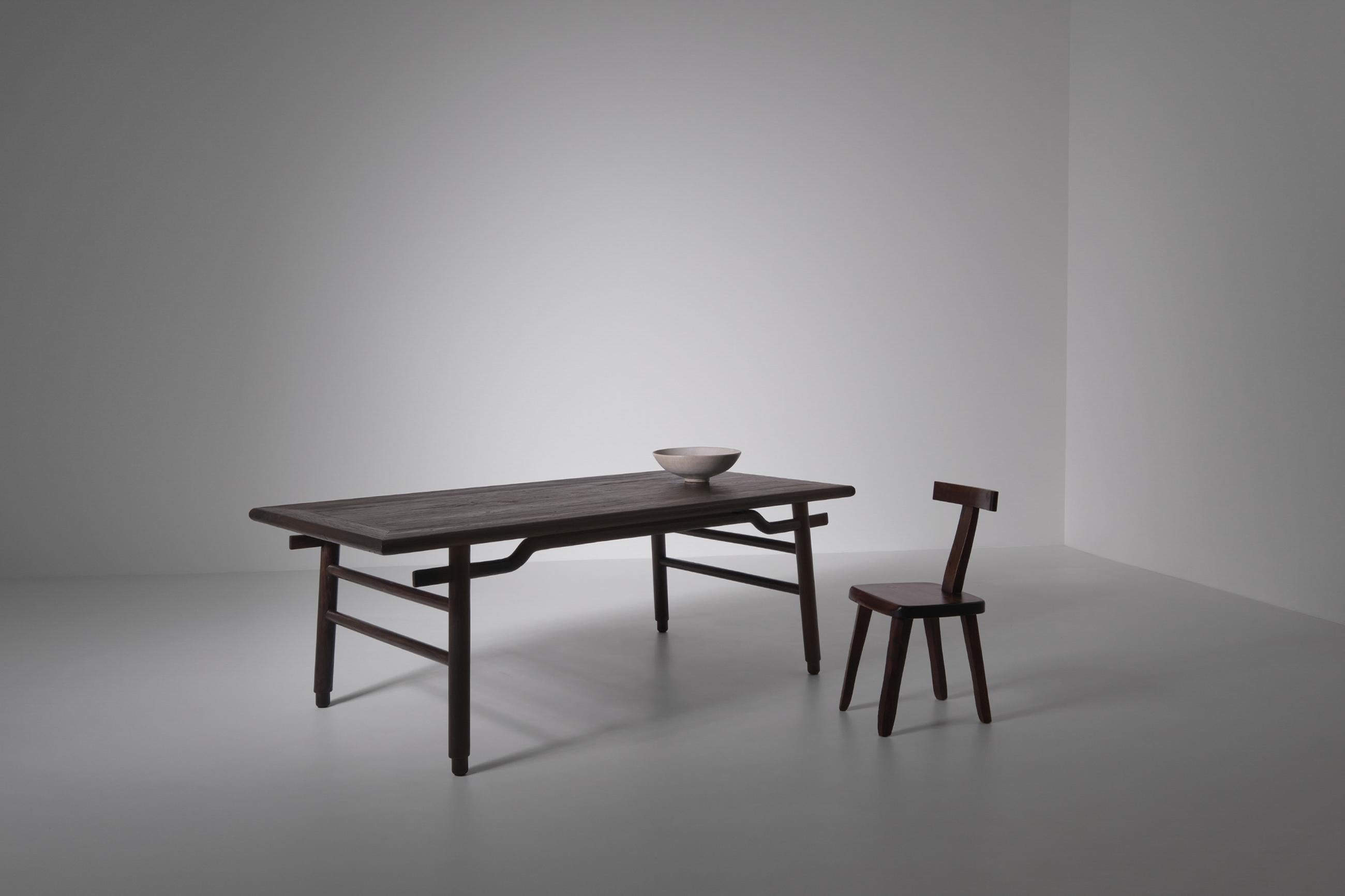 Sculptural Stained Ash Wooden Dining Table 2