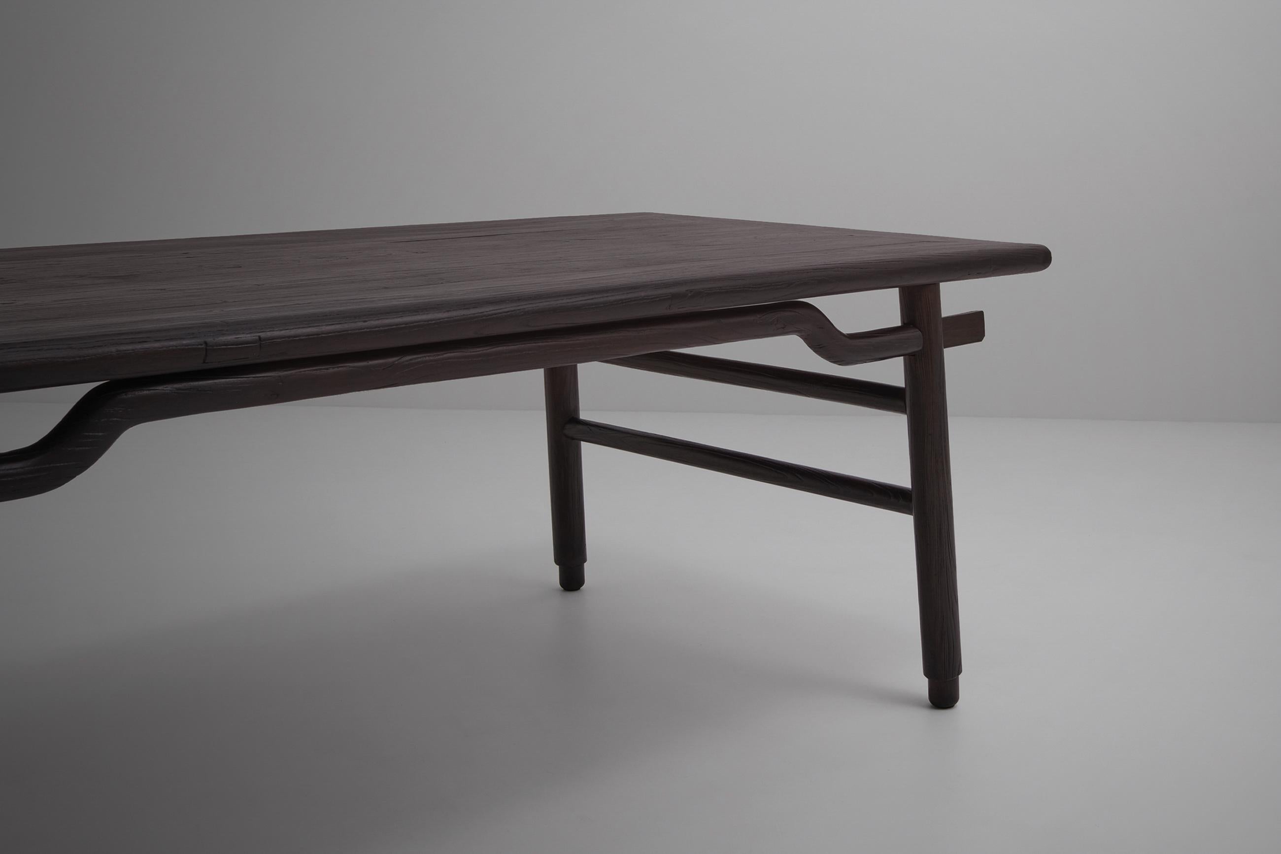 Sculptural Stained Ash Wooden Dining Table 3
