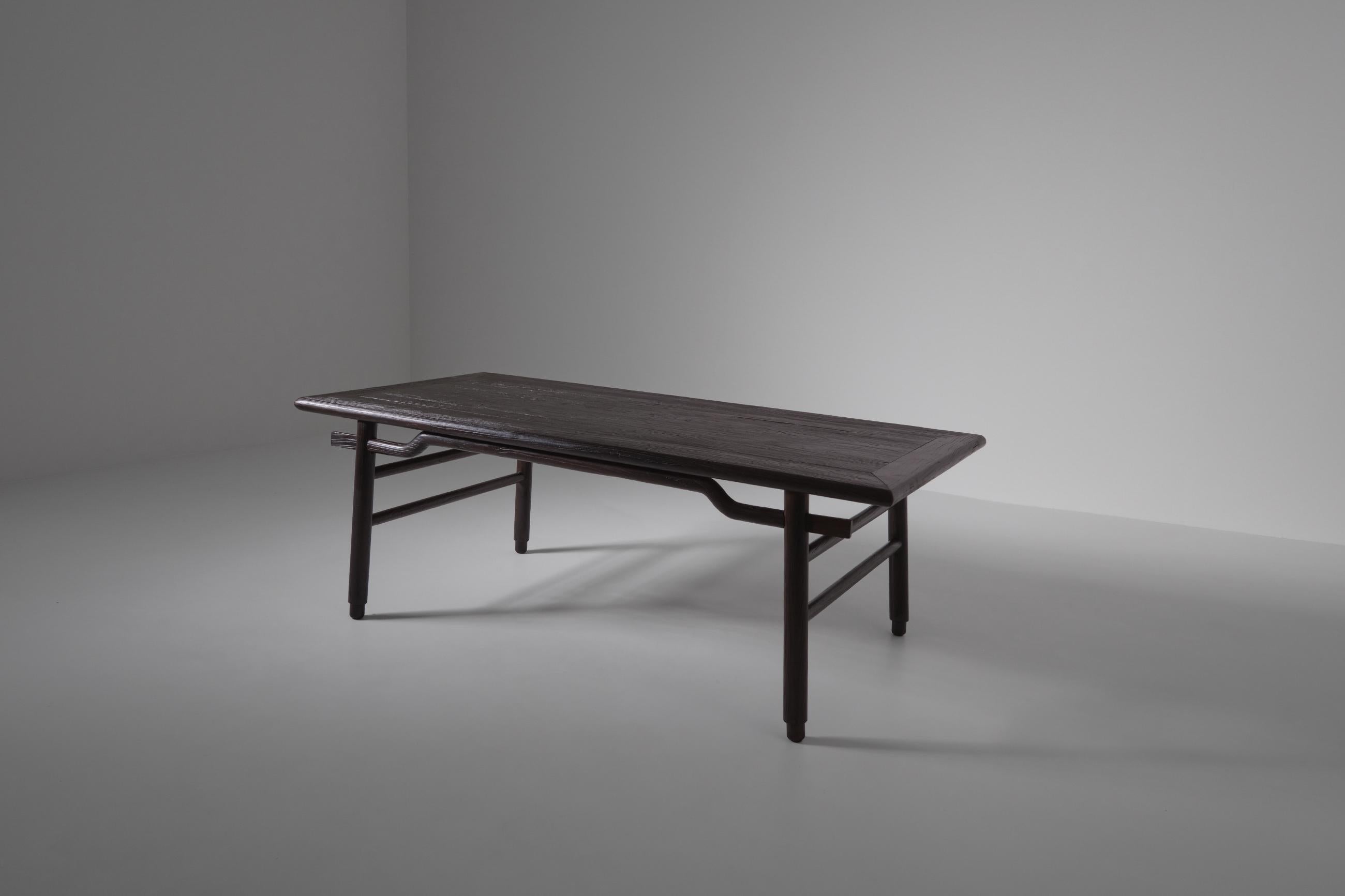 Sculptural Stained Ash Wooden Dining Table 4