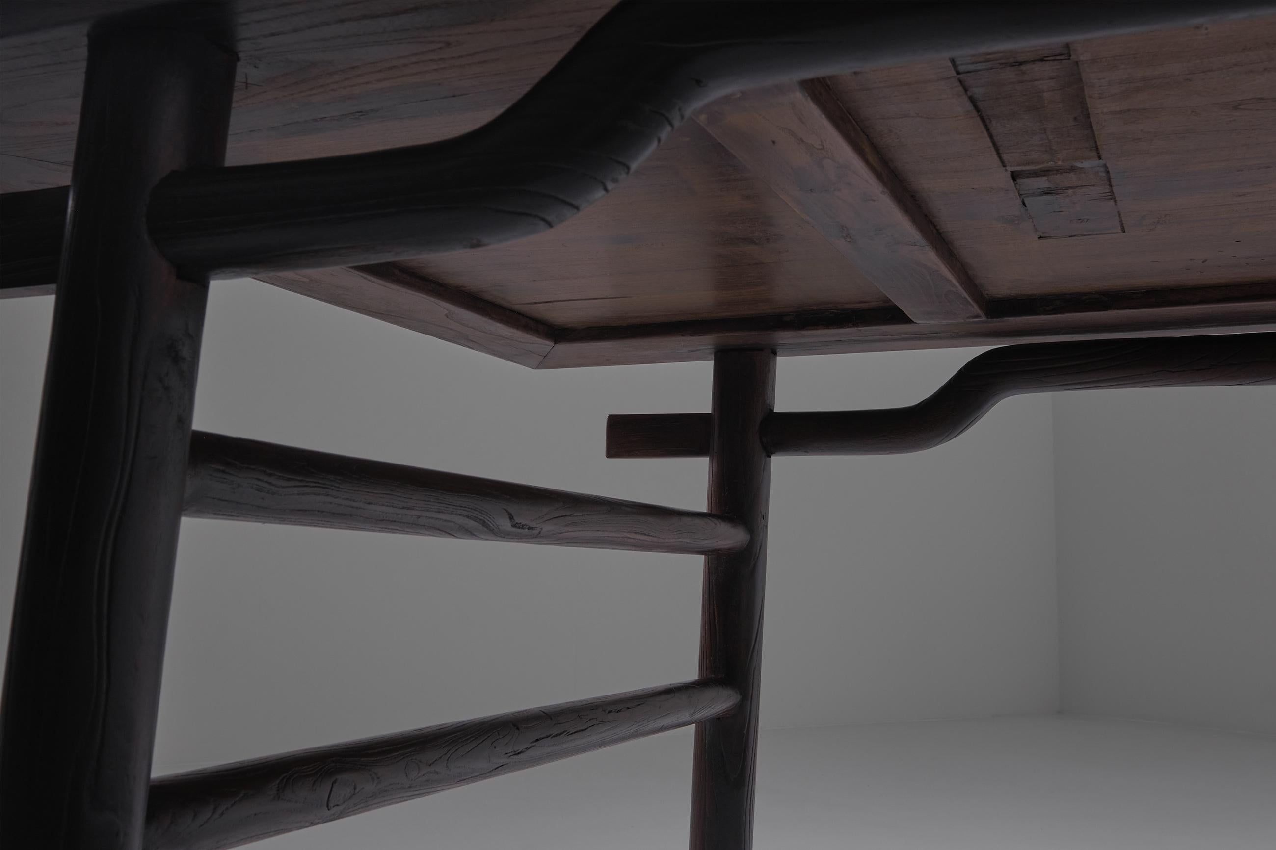 Sculptural Stained Ash Wooden Dining Table 5