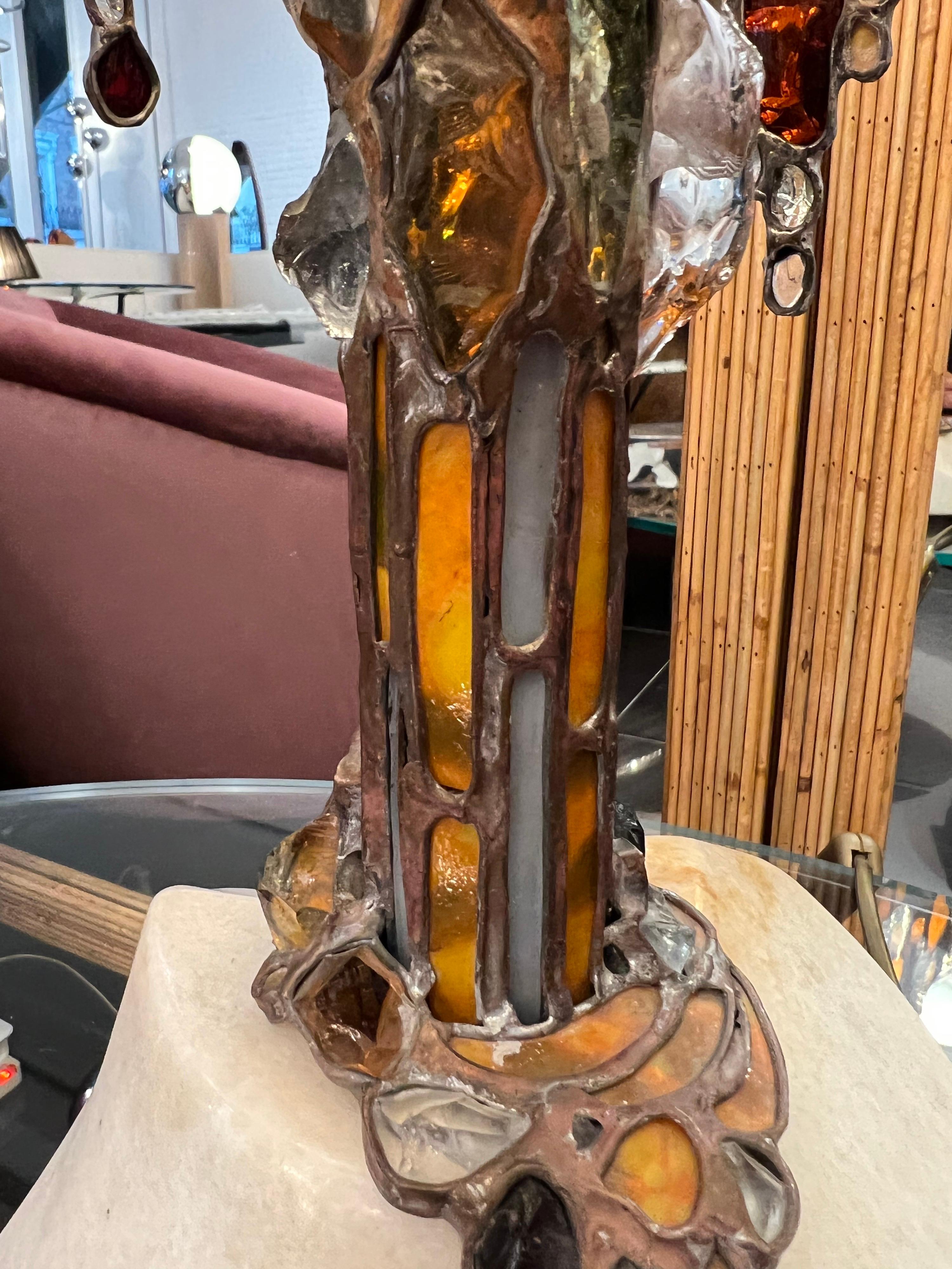 Sculptural Stained Glass Table Lamp In Good Condition In London, GB