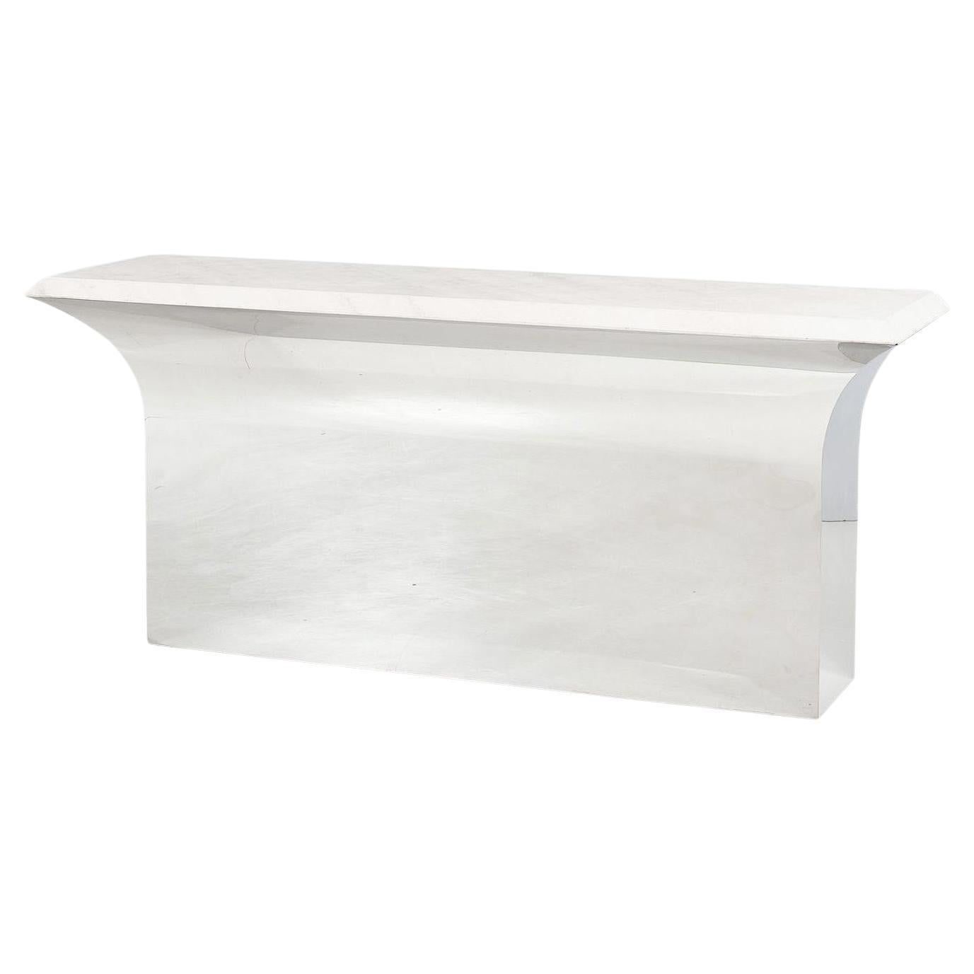 Sally Sirkin Lewis Sculptural Stainless Steel and Limestone Console