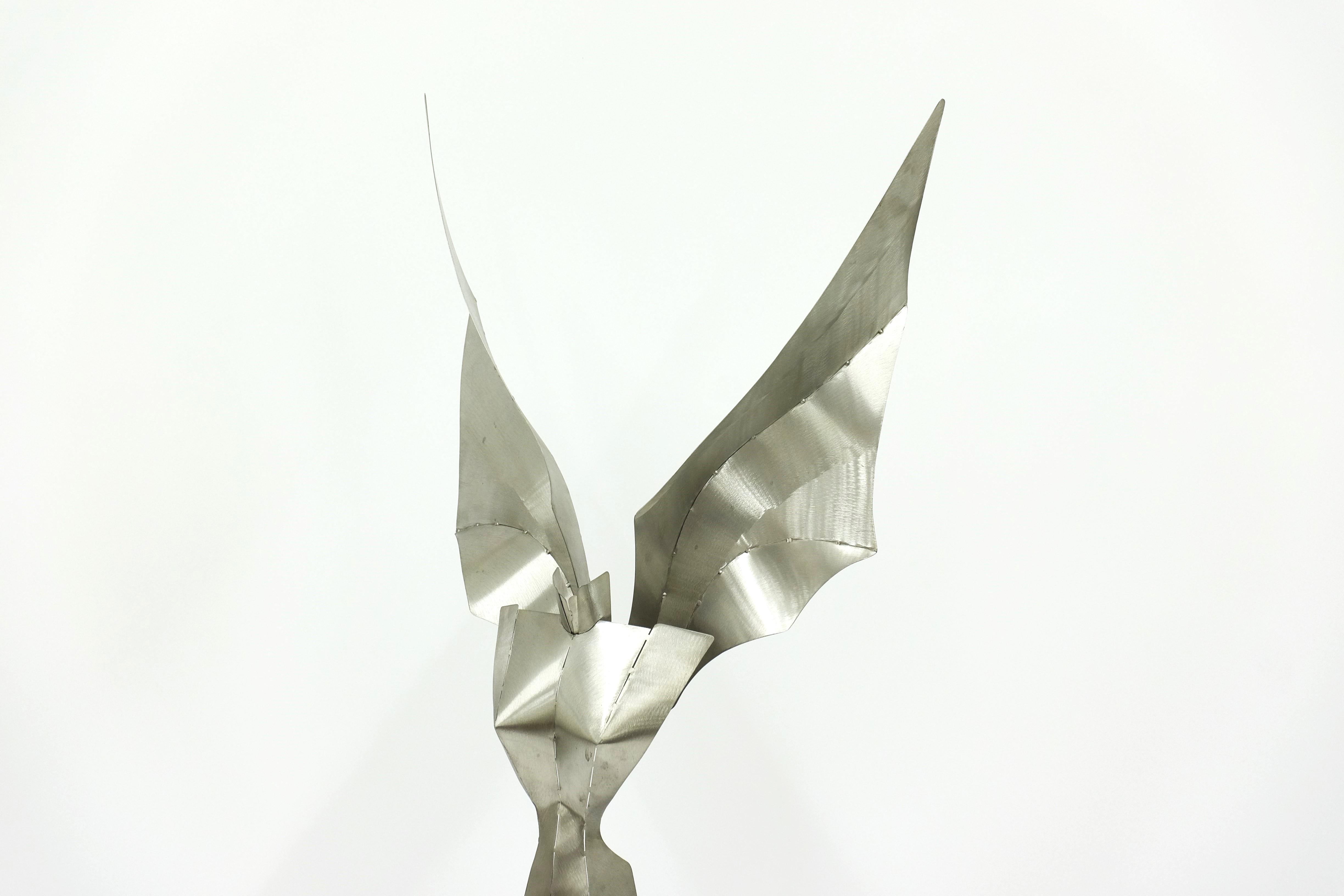 Lámpara de pie escultural Ángel de acero inoxidable de Reinhard Stubenrauch Alemania en venta 7