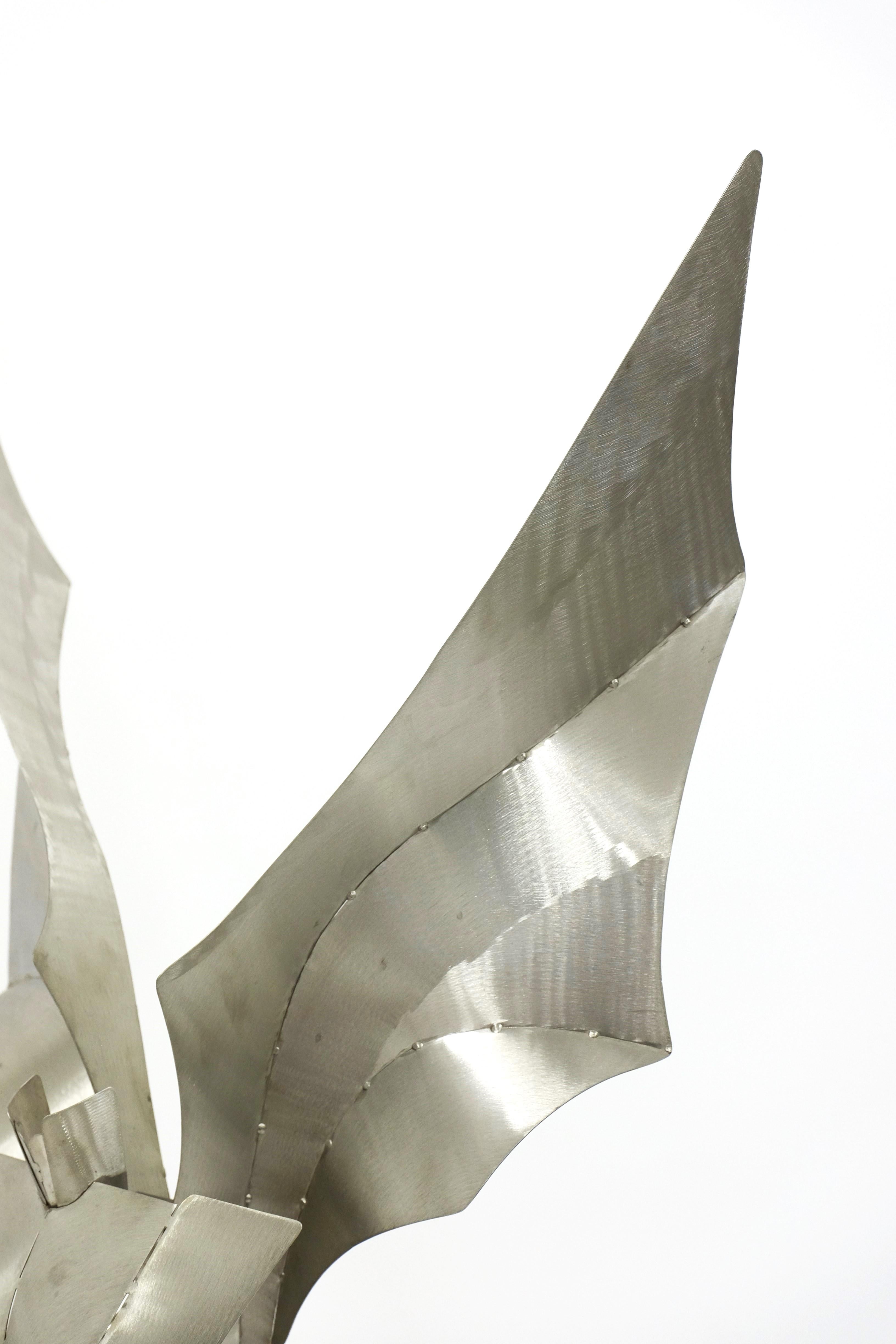 Lámpara de pie escultural Ángel de acero inoxidable de Reinhard Stubenrauch Alemania en venta 8