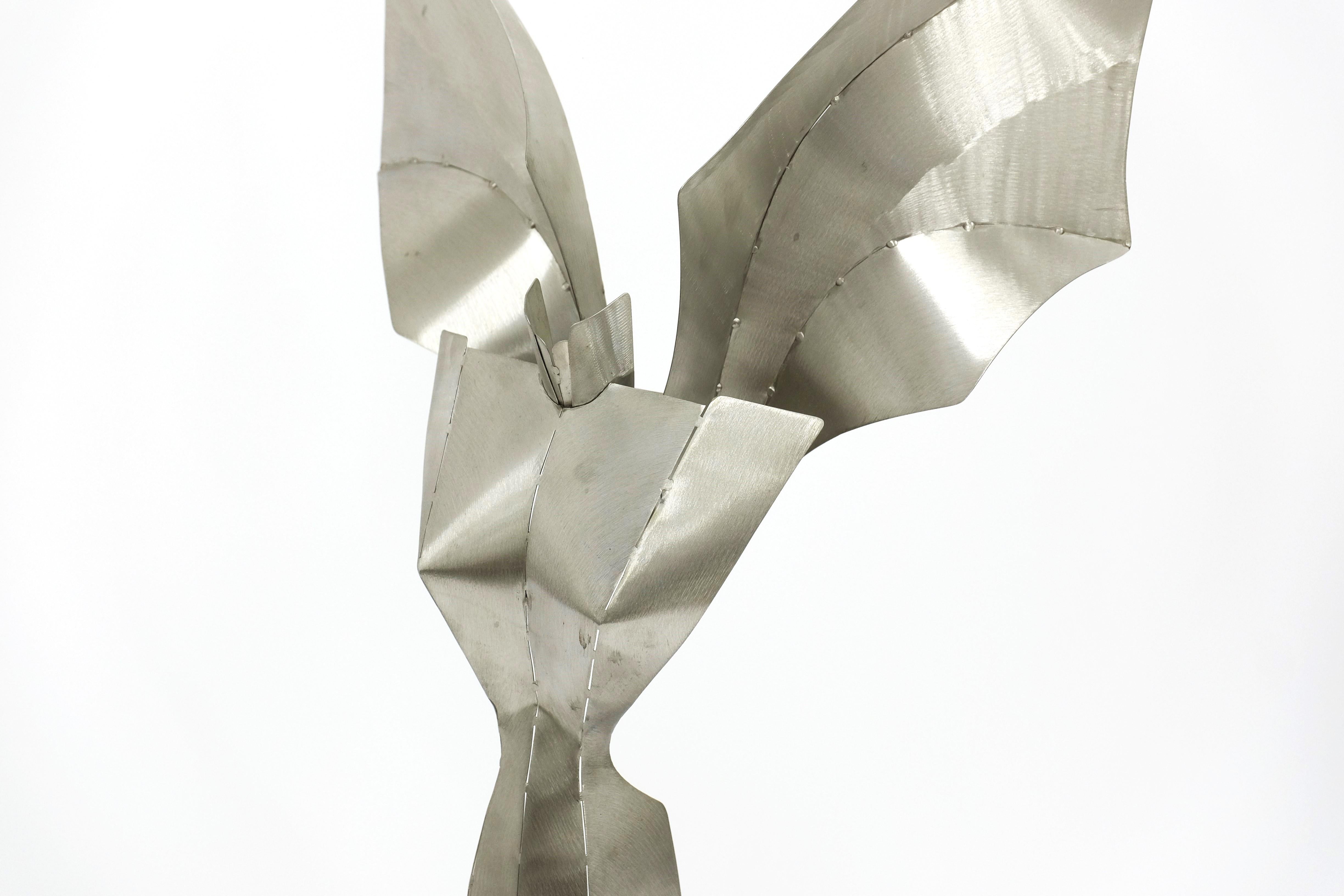 Lámpara de pie escultural Ángel de acero inoxidable de Reinhard Stubenrauch Alemania en venta 9