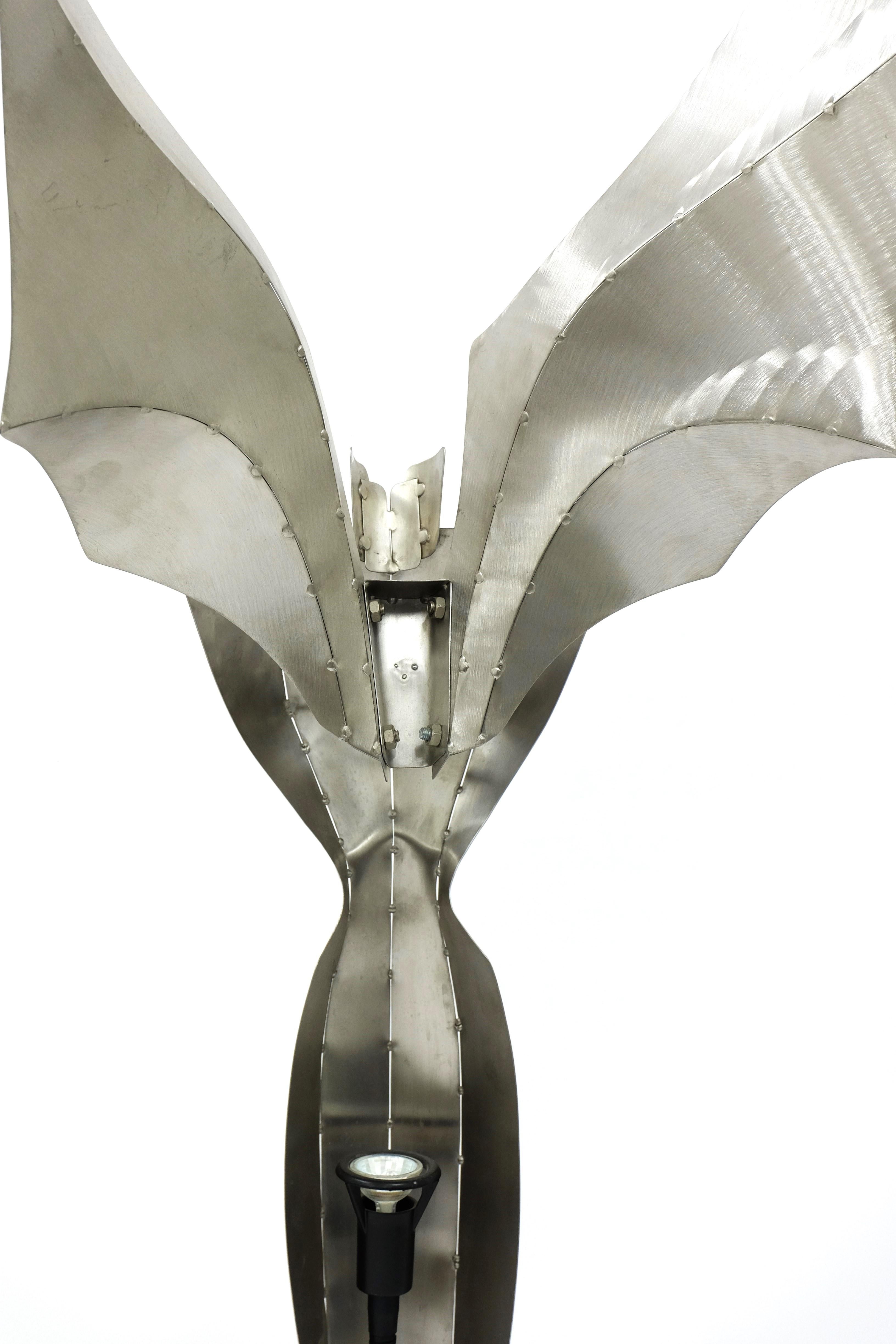 Lámpara de pie escultural Ángel de acero inoxidable de Reinhard Stubenrauch Alemania en venta 12