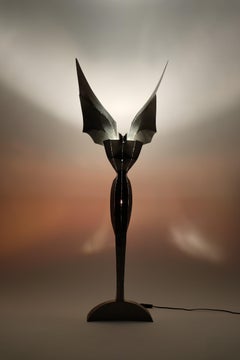 Sculptural Stainless Steel Angel Floor Lamp by Reinhard Stubenrauch Germany