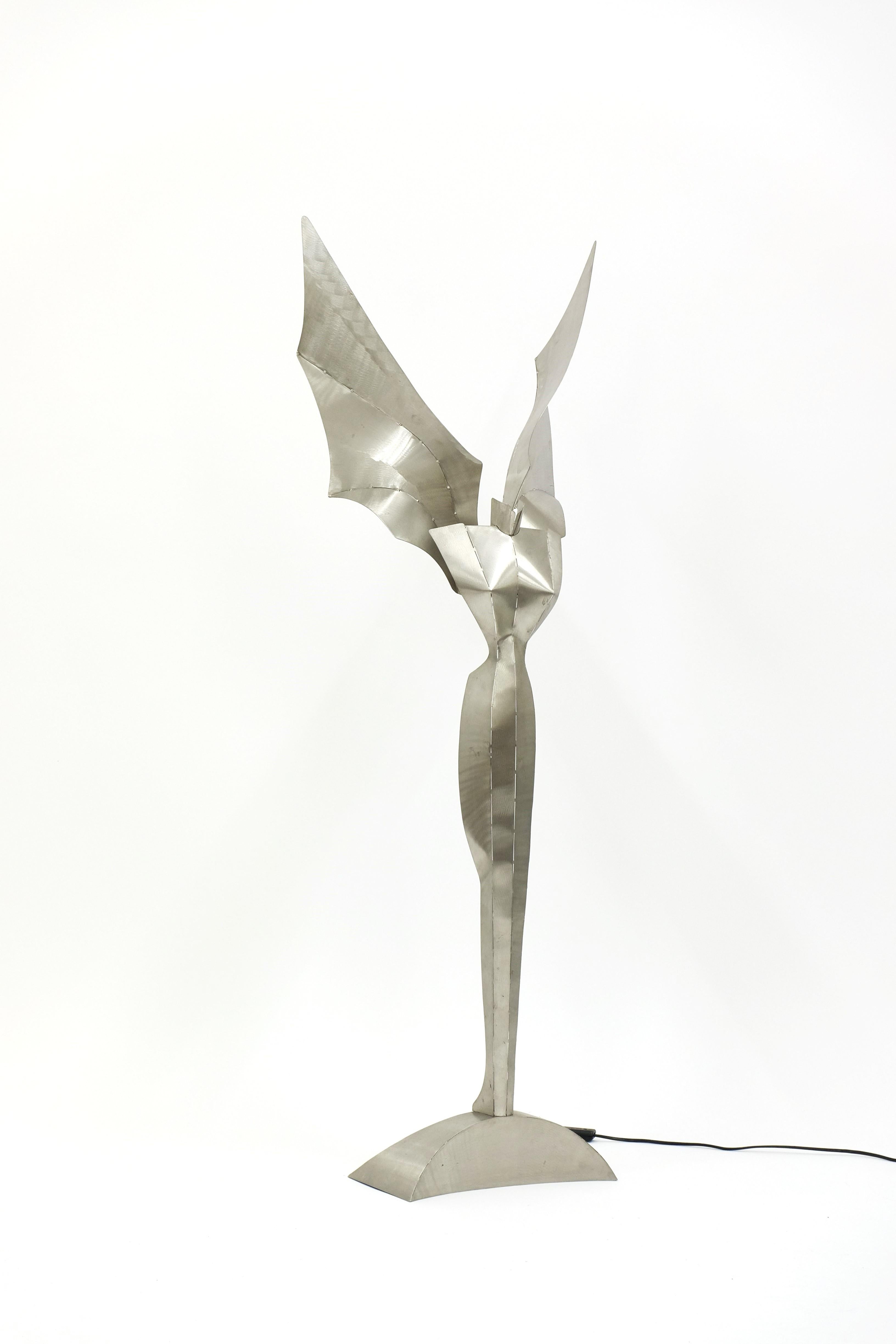 Lámpara de pie escultural Ángel de acero inoxidable de Reinhard Stubenrauch Alemania Alemán en venta