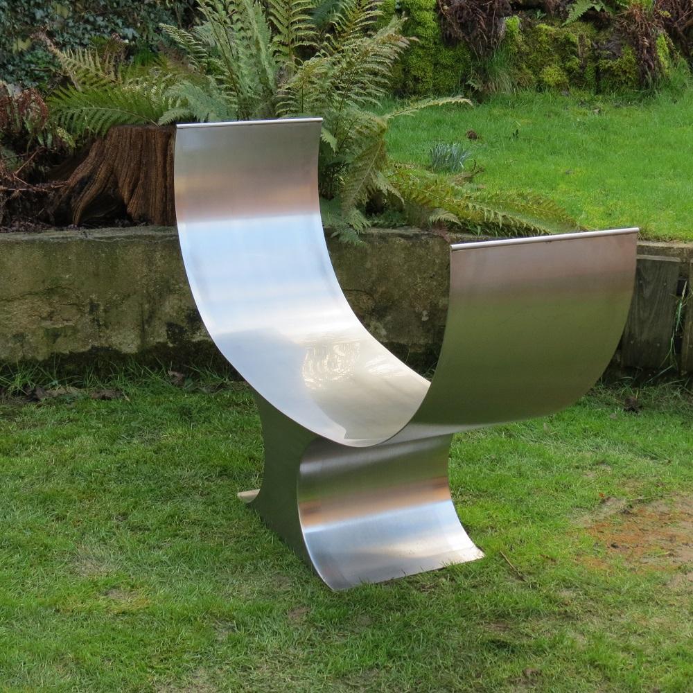 English Sculptural Stainless Steel Bespoke garden Bench Seat  Large Garden Sculpture