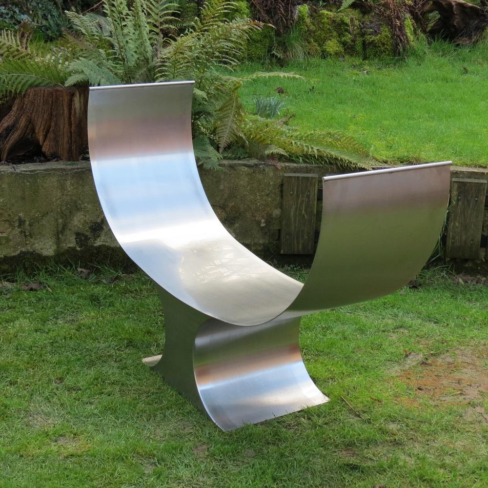 Hand-Crafted Sculptural Stainless Steel Bespoke garden Bench Seat  Large Garden Sculpture For Sale
