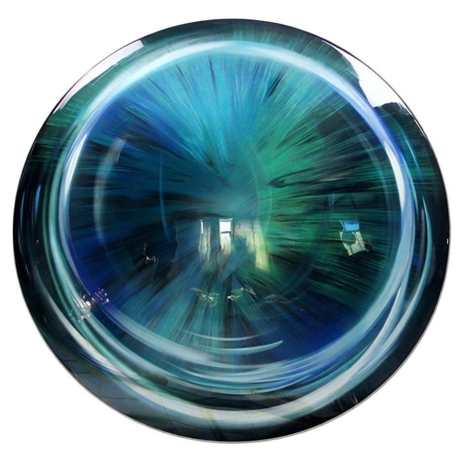 Sculptural Stainless Steel Wall Mirror with Painted Resin, Circular Form, 80cm