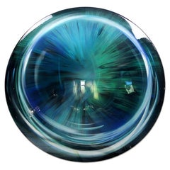 Sculptural Stainless Steel Wall Mirror with Painted Resin, Circular Form, 80cm