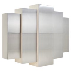Sculptural Stainless Steel Wall Mount Bar Cabinet, 1980