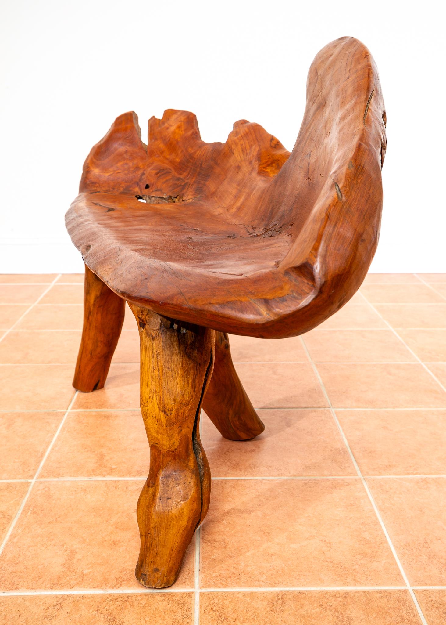 Skulpturale Statement Bank Teak Roots Natural Organic Artistic Holz Rustikal MCM im Angebot 8