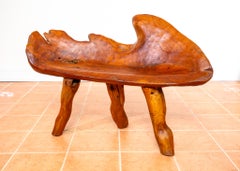 Sculptural Statement Bench Teak Root Natural Organic Artistic Wooden Rustic MCM