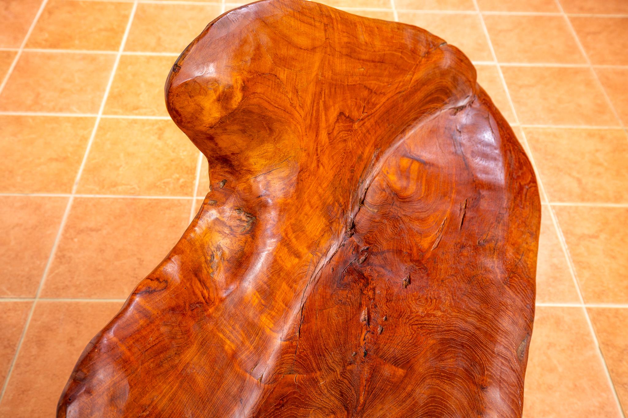 Skulpturale Statement Bank Teak Roots Natural Organic Artistic Holz Rustikal MCM (Organische Moderne) im Angebot