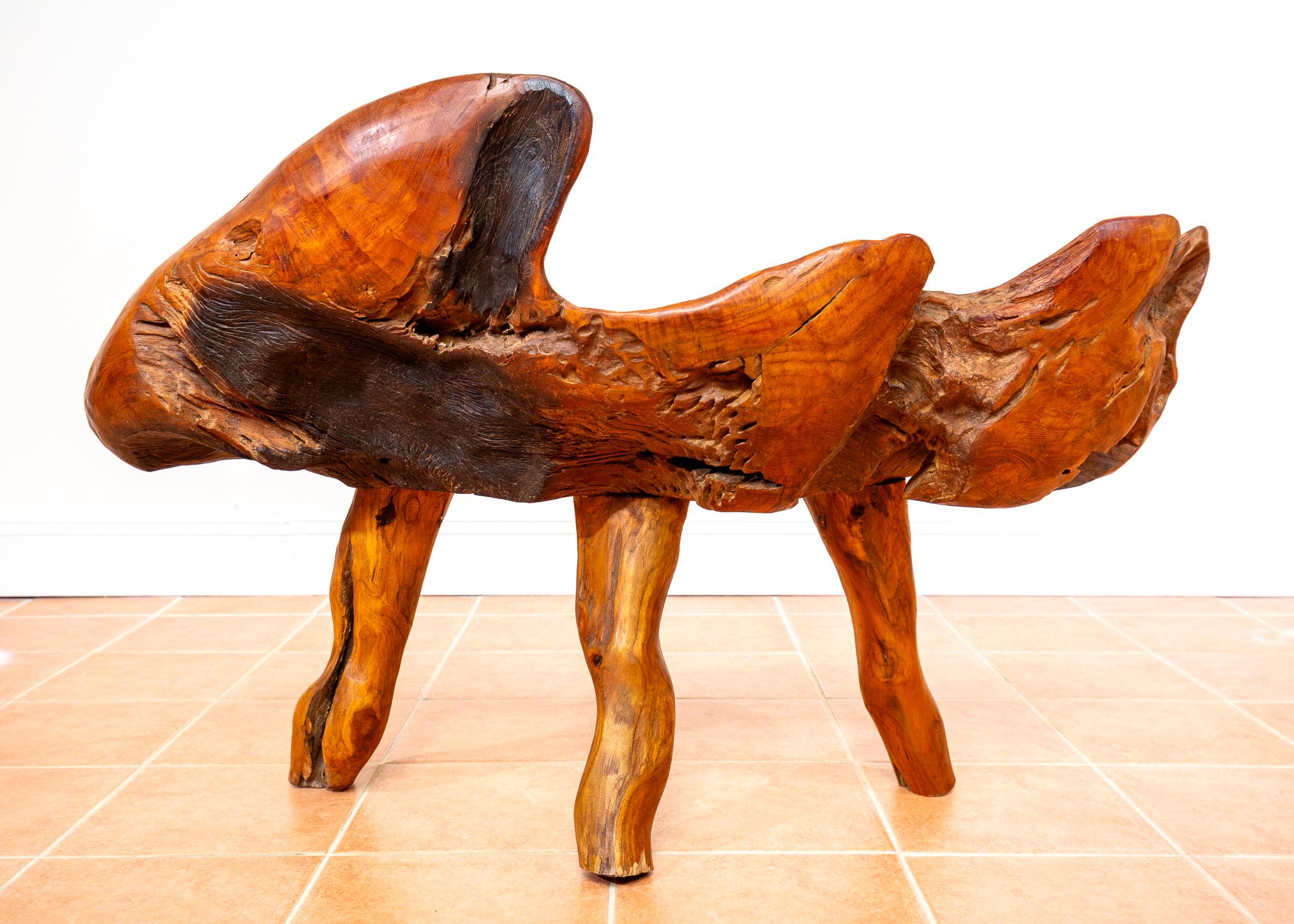 Skulpturale Statement Bank Teak Roots Natural Organic Artistic Holz Rustikal MCM im Zustand „Gut“ im Angebot in London, GB