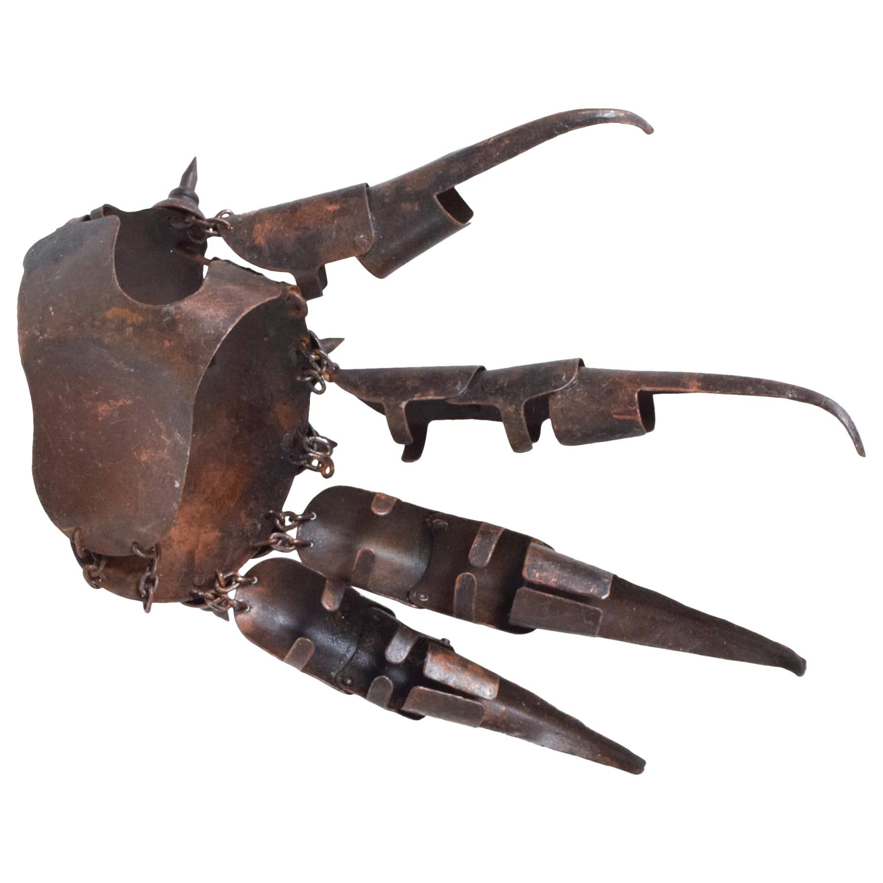 1980s Sculptural Steampunk Art Spike Glove Brass and Patinated Copper