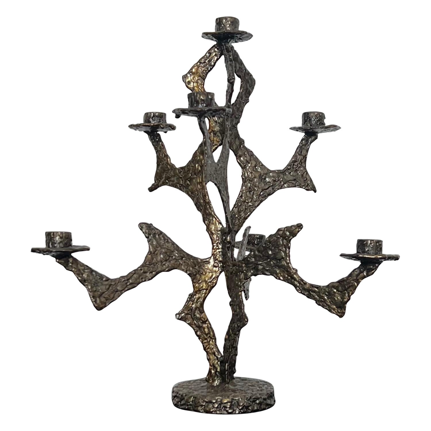 Sculptural Steel Candelabra with Resin Finish, France