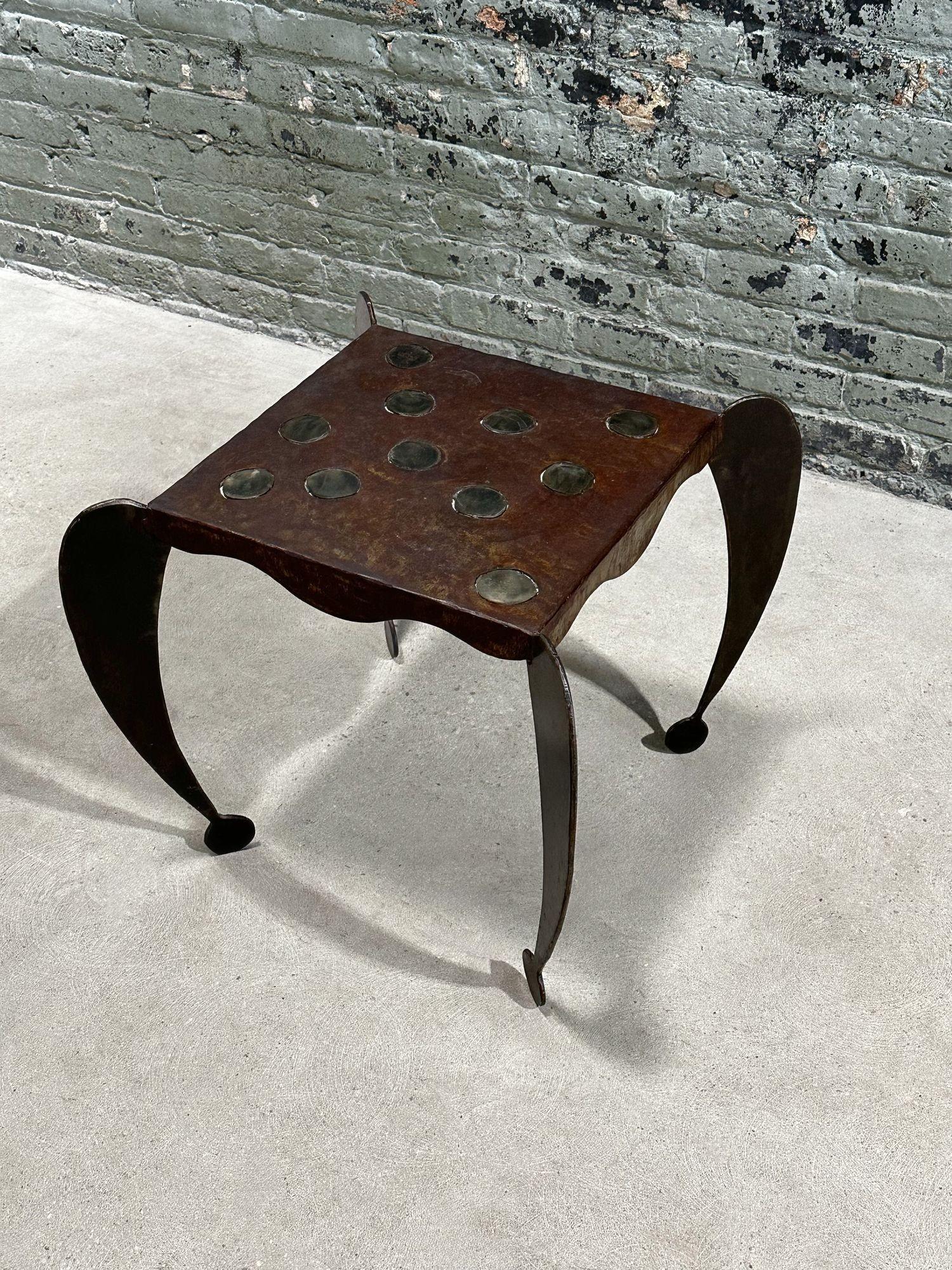 Mid-Century Modern Sculptural Steel Side/End Table in the Style of Giacometti, 1970