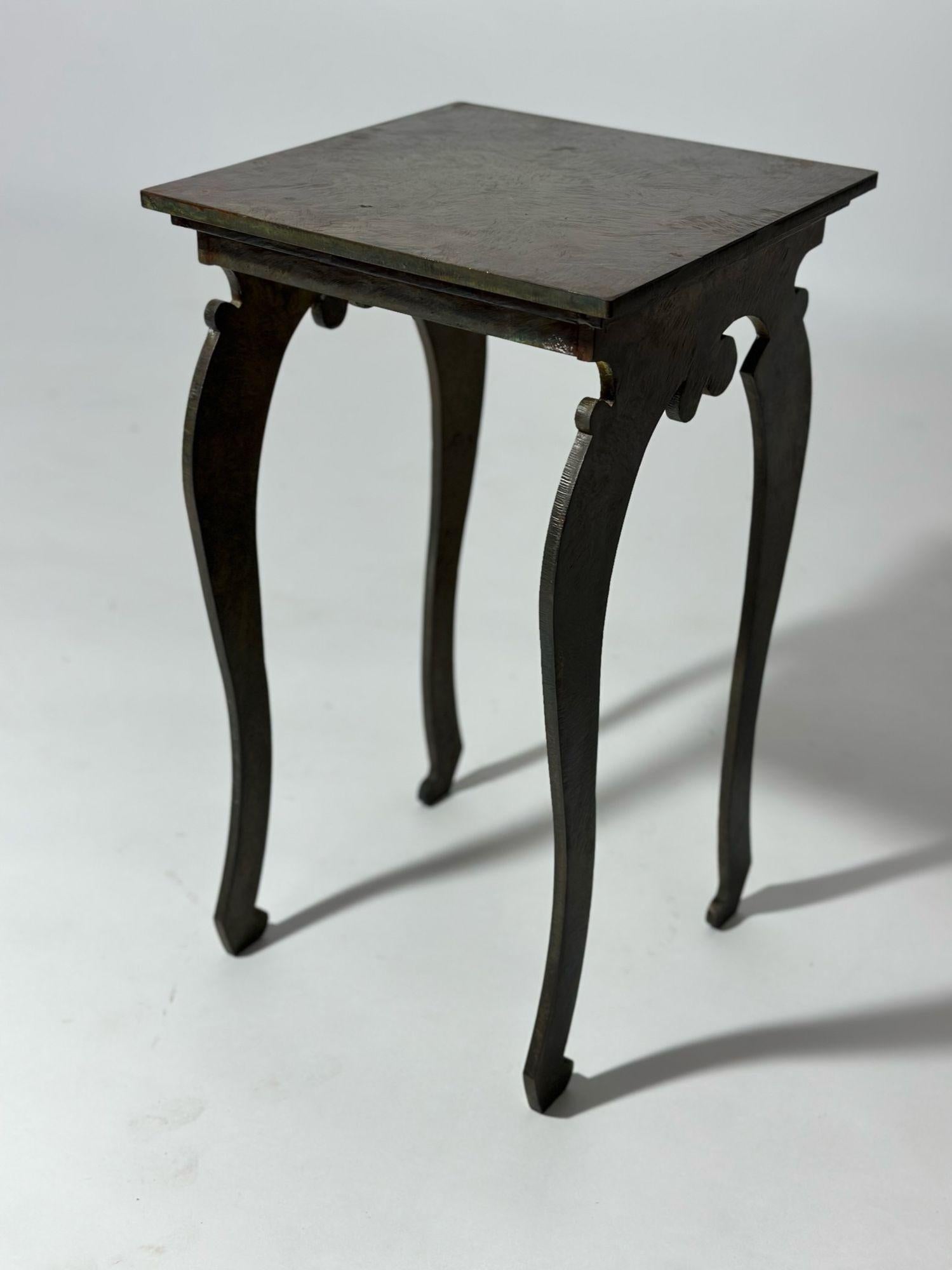 French Sculptural Steel Side/End Table in the Style of Giacometti For Sale