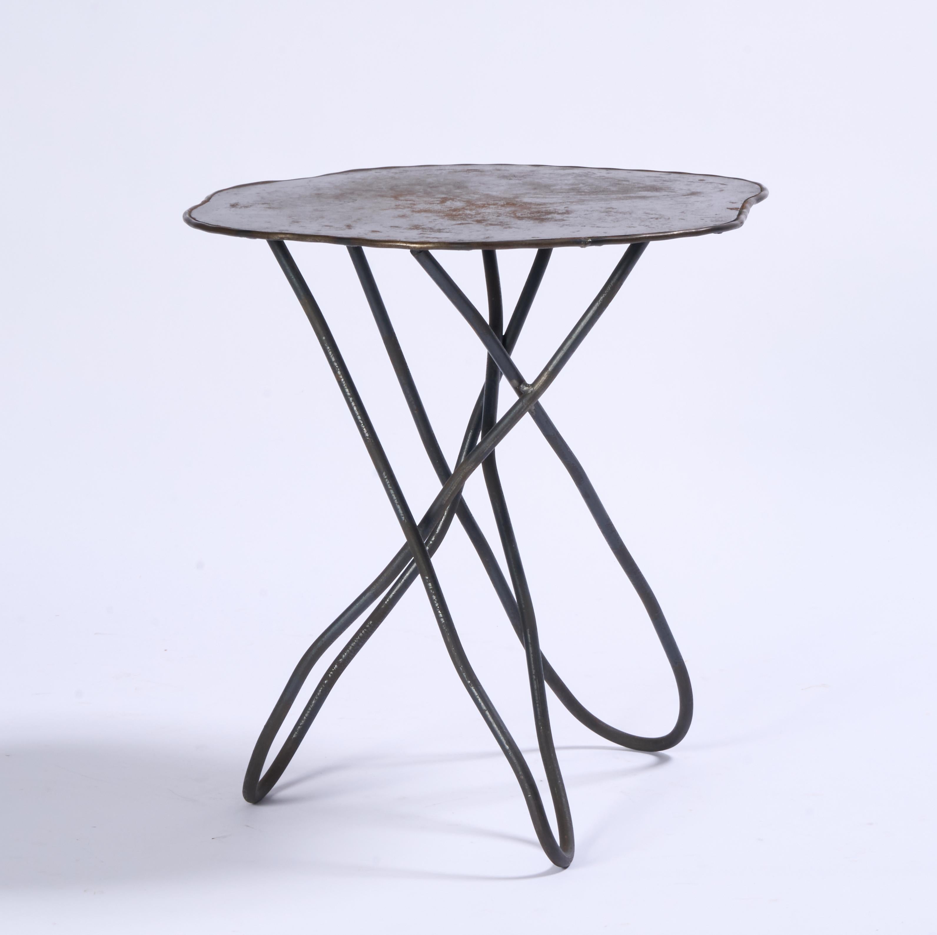 Post-Modern Sculptural Steel Side Table For Sale