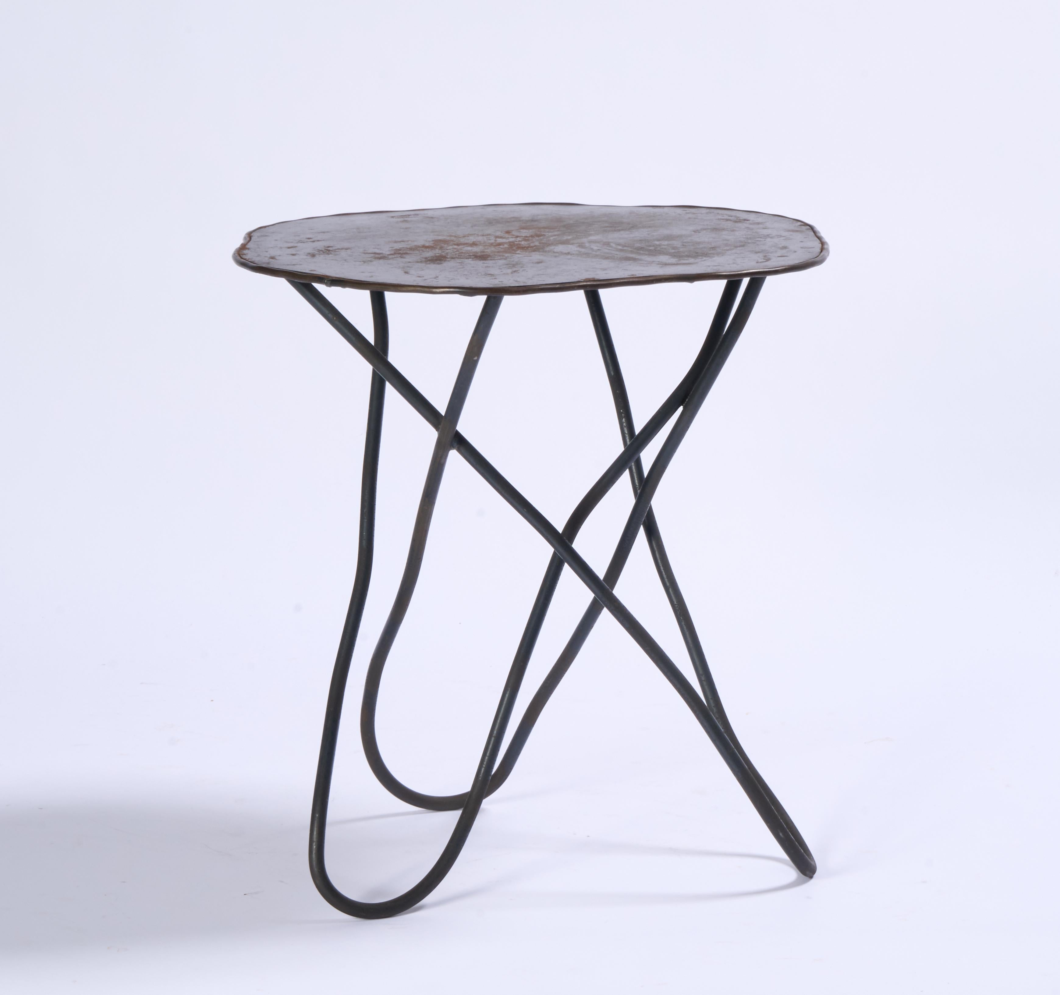 Sculptural Steel Side Table In Good Condition For Sale In Greensboro, NC