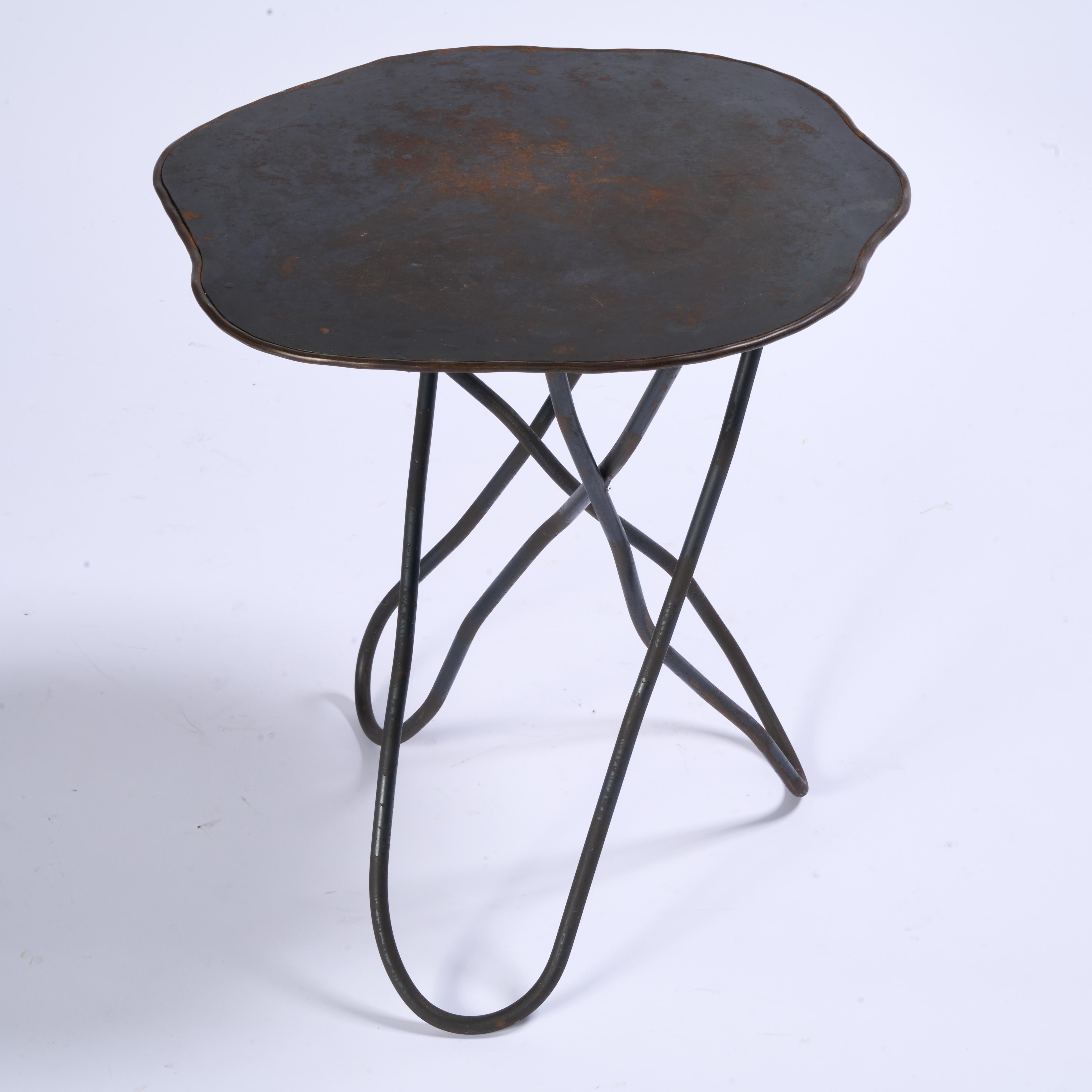 Late 20th Century Sculptural Steel Side Table For Sale