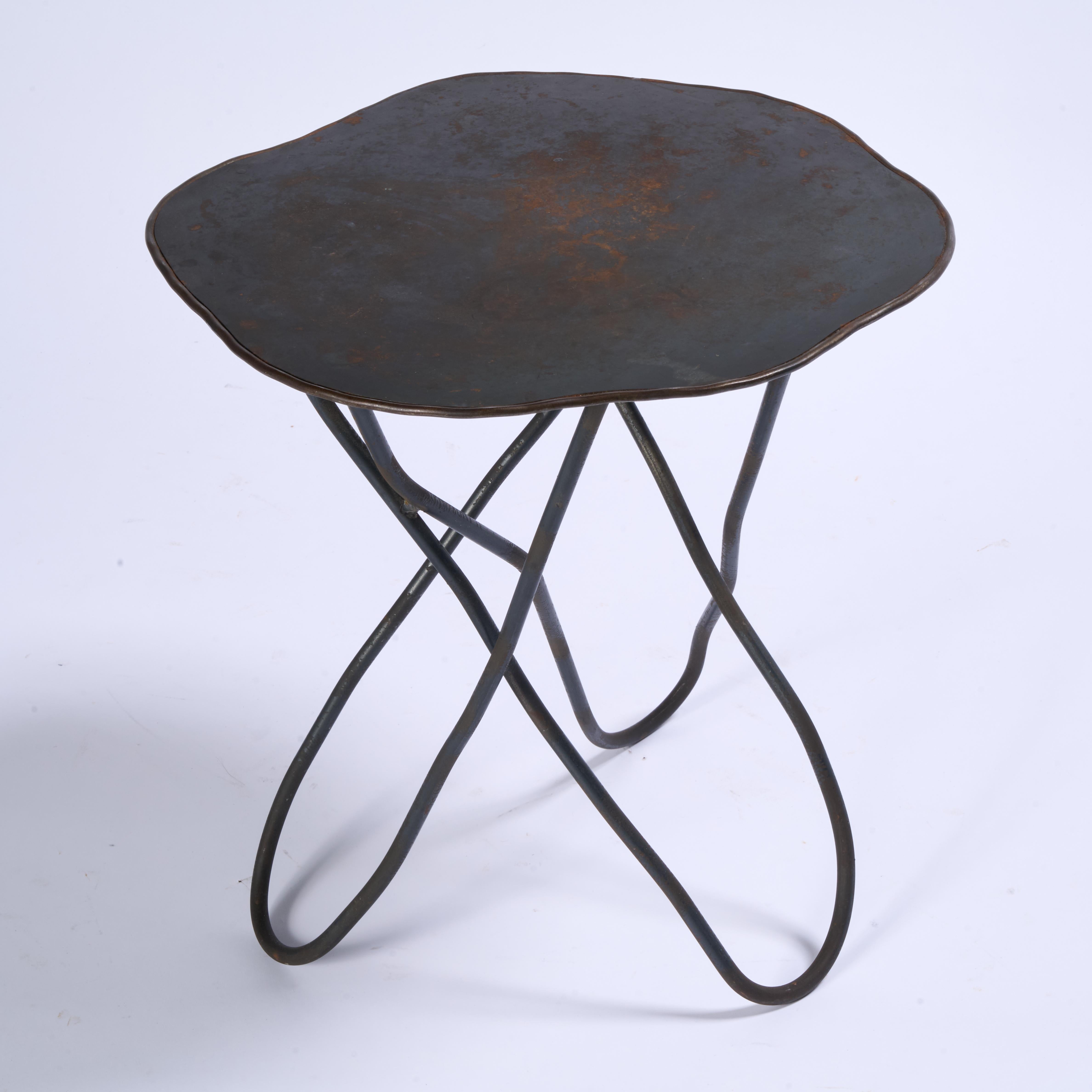 Sculptural Steel Side Table For Sale 1