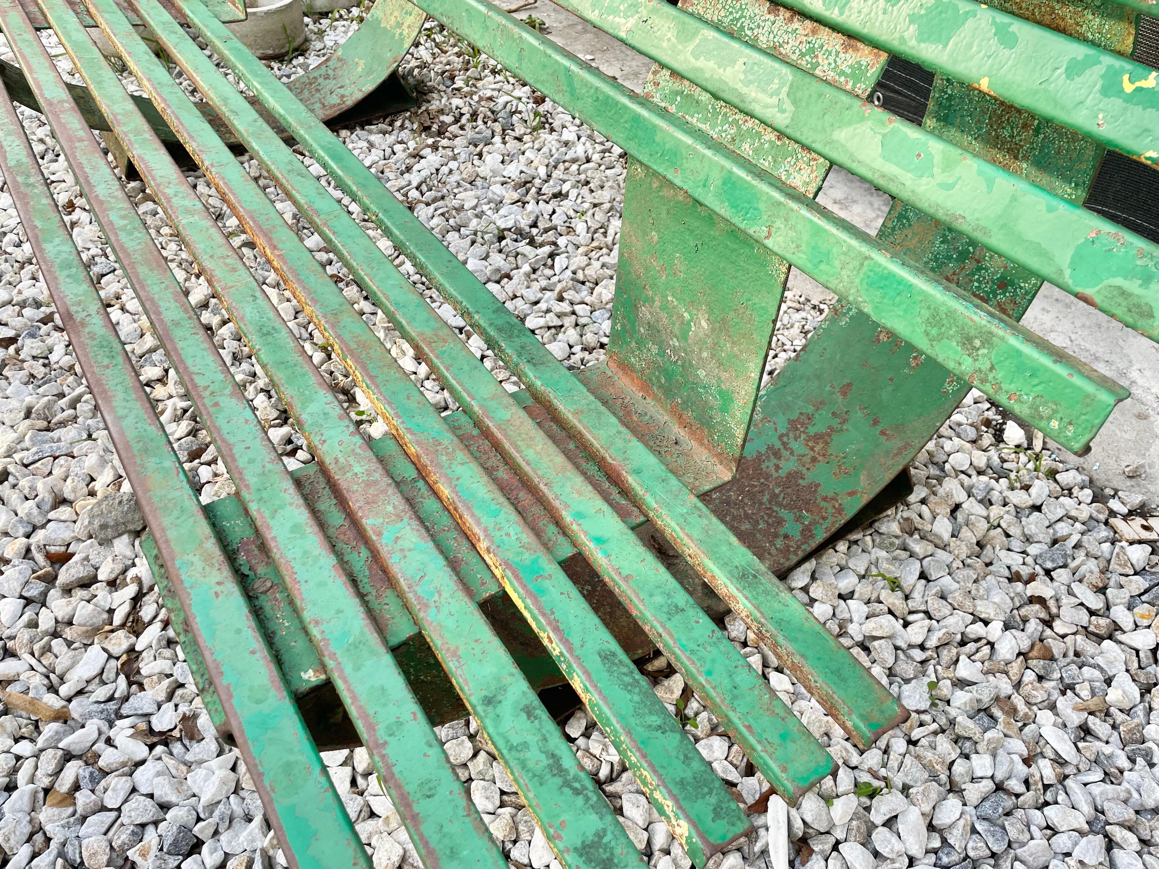 Galvanized Steel Manelco Bench, Cannes, France 1958 In Good Condition For Sale In Los Angeles, CA
