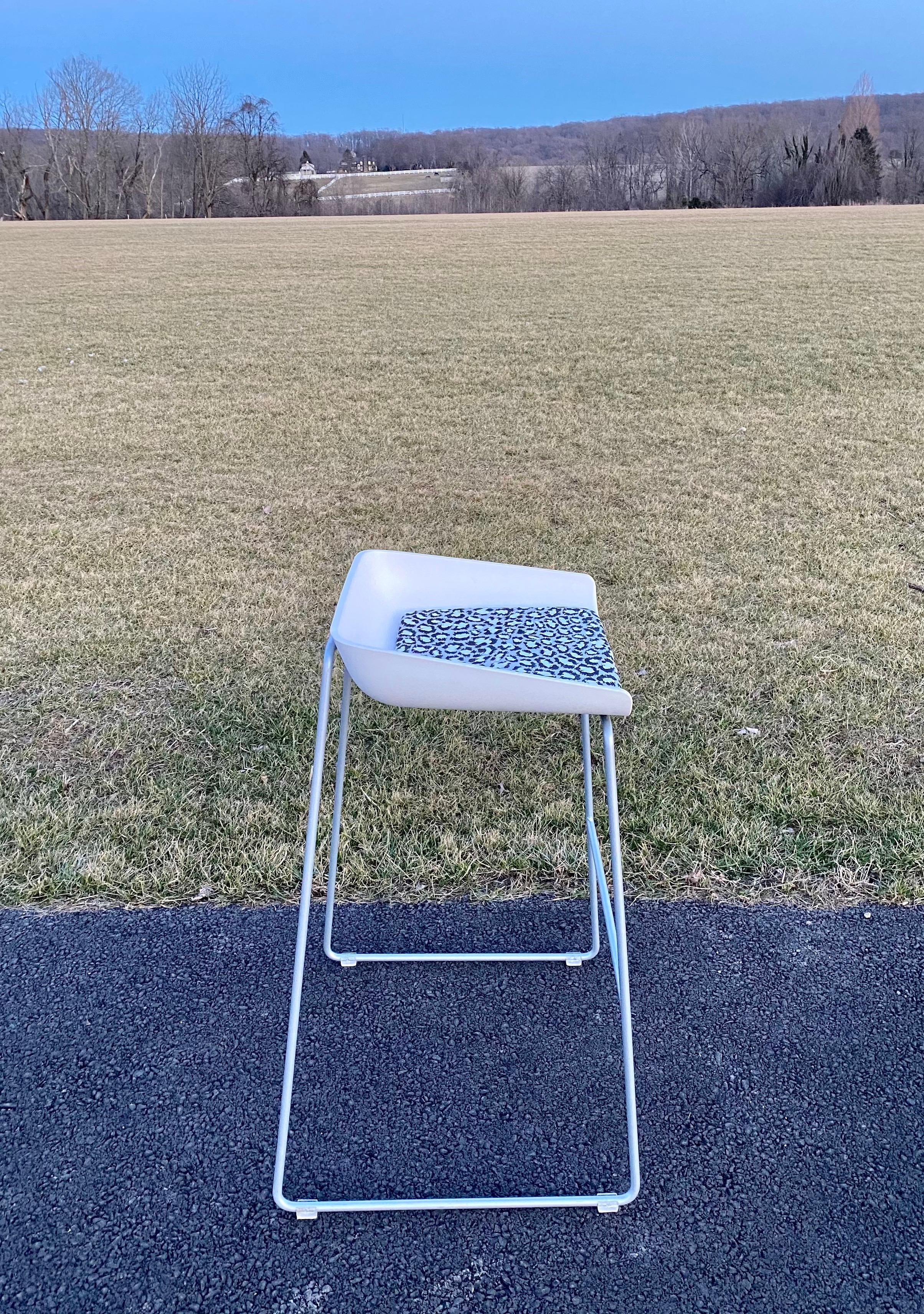 Sculptural Steelcase Bar Stools with Diane von Furstenberg Leopard Cushions For Sale 9