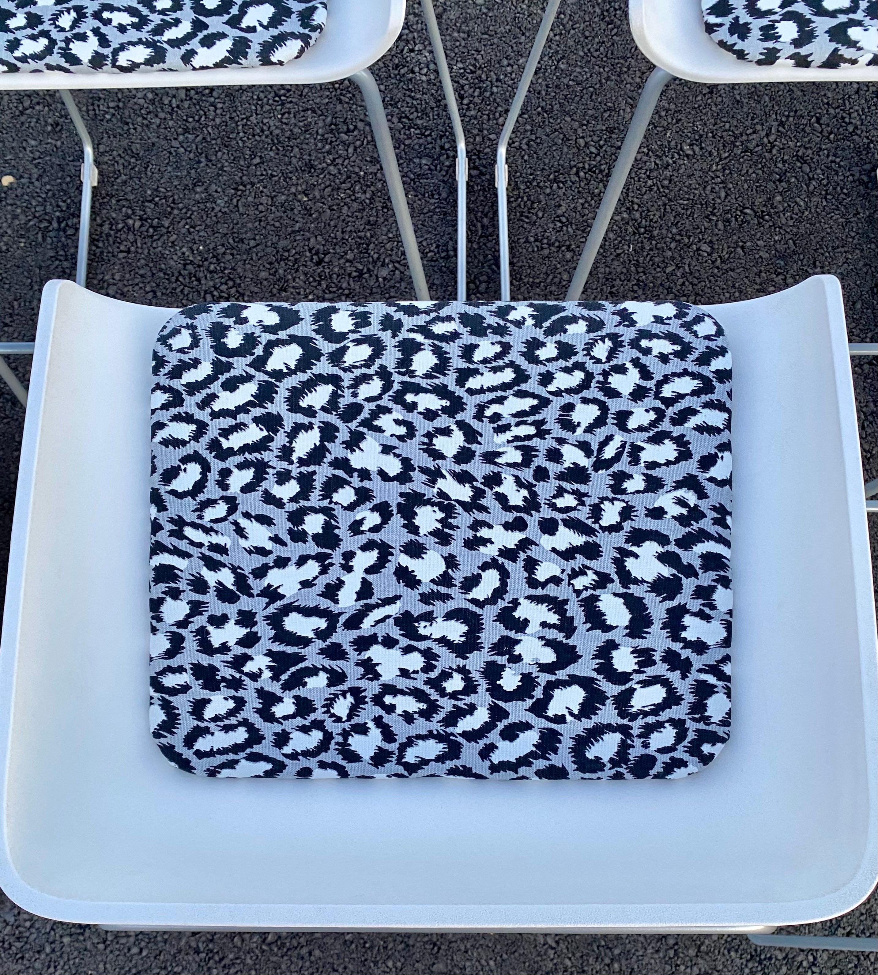 Sculptural Steelcase Bar Stools with Diane von Furstenberg Leopard Cushions For Sale 4