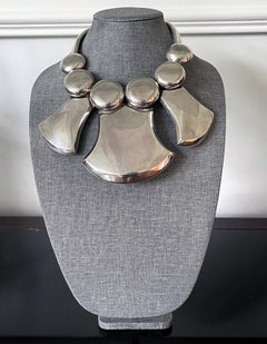 Sculptural Sterling Silver Choker Necklace by Graziella Laffi