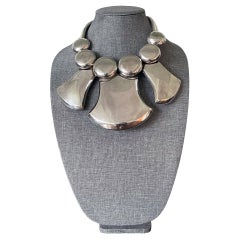 Vintage Sculptural Sterling Silver Choker Necklace by Graziella Laffi