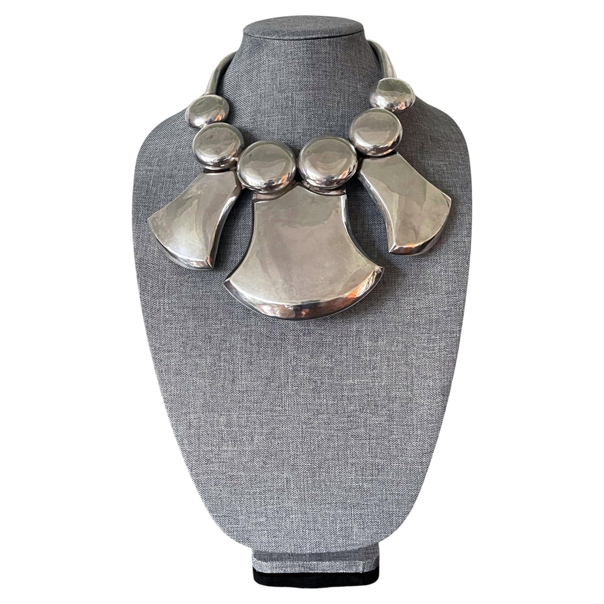 Sculptural Sterling Silver Choker Necklace by Graziella Laffi