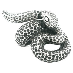 Sculptural Sterling Silver Serpent Ring, Attributed to Italy, Late 20th Century